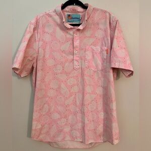Chubbies Polo Shirt Mens XL Short Sleeve Blue Pink Sea Shell Beach